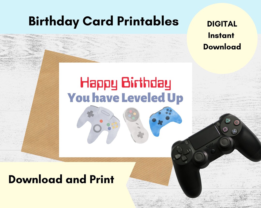 Gamer Birthday Card Printable, Video Game Birthday Card, Gaming, Gamer ...