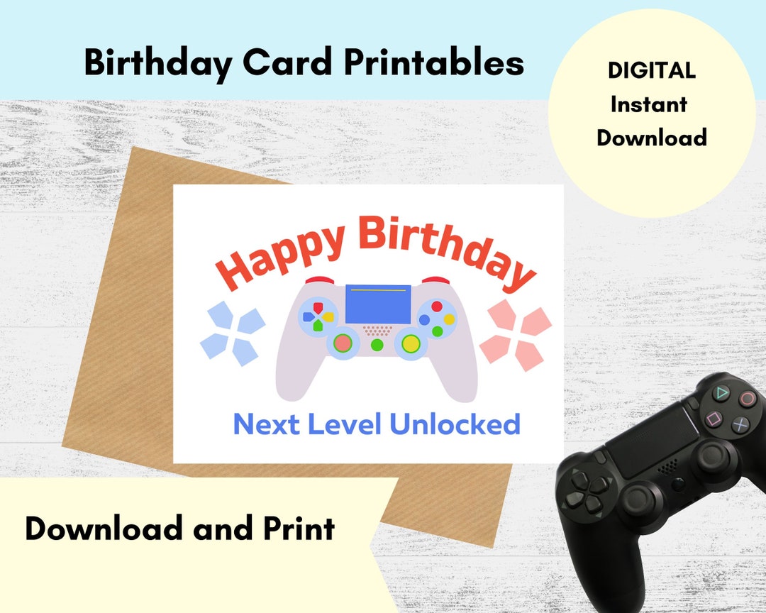 Gamer Birthday Card Printable, Video Game Birthday Card, Gaming, Gamer ...