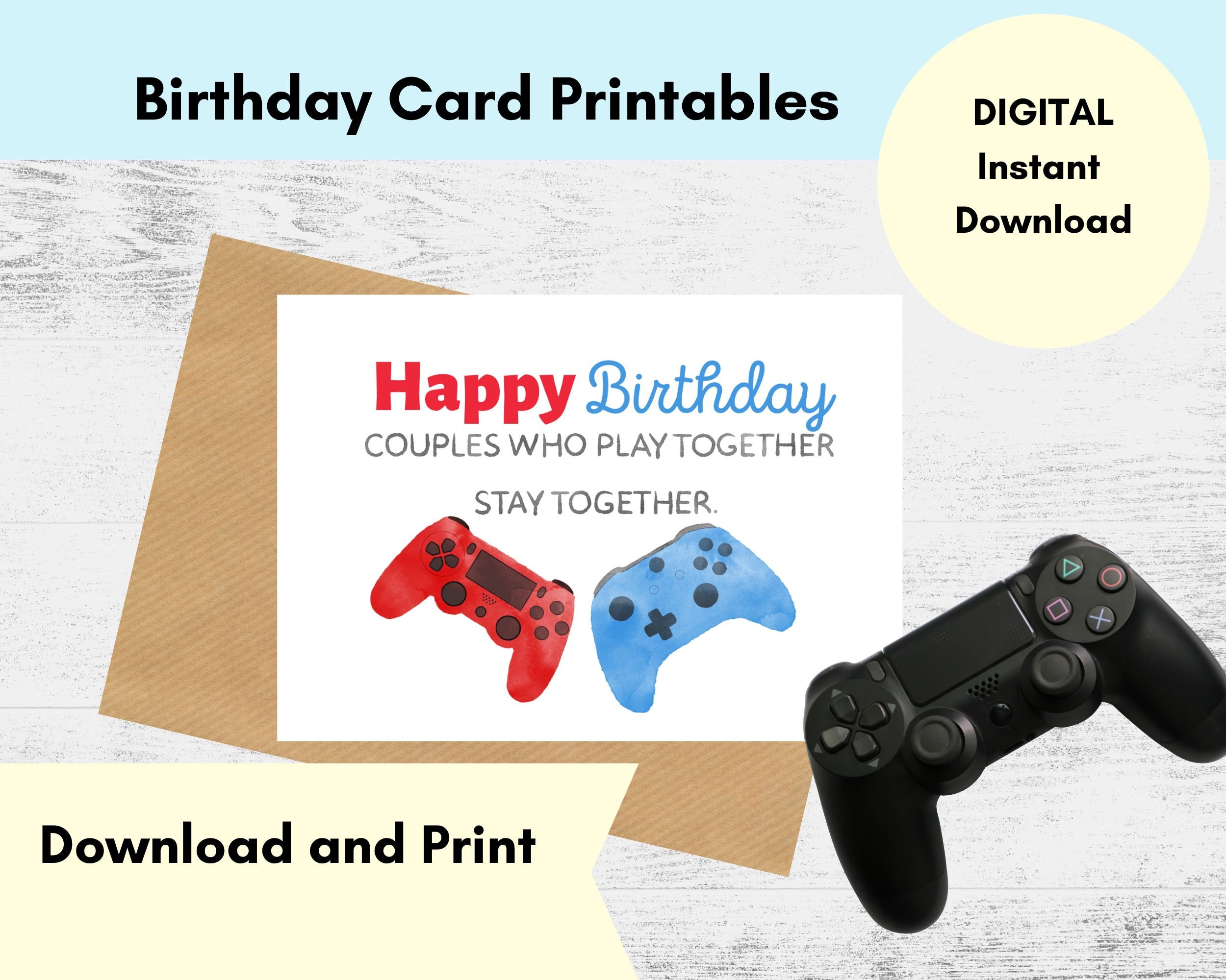 Gamer Birthday Card Printable, Video Game Birthday Card, Gaming, Gamer ...