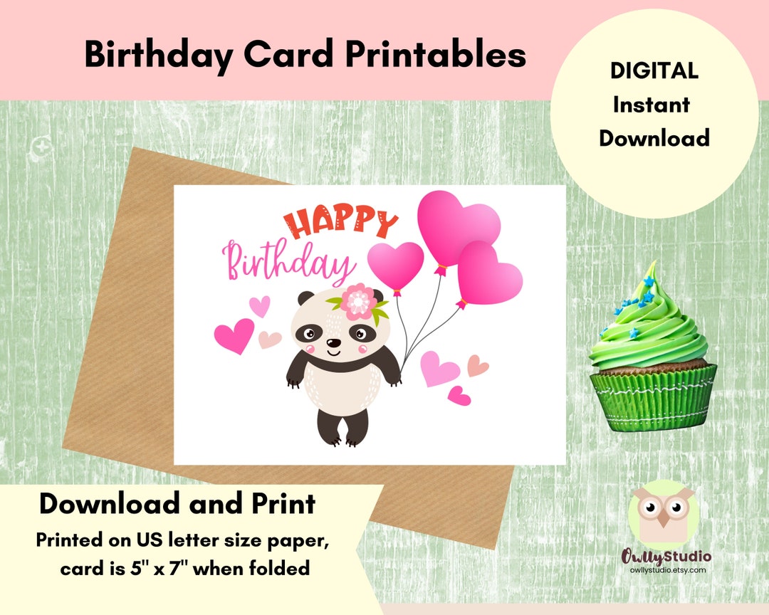 Printable Birthday Card, Happy Birthday Digital Printable Card, Digital ...