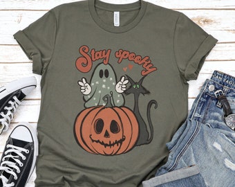 Stay Spooky Shirt, Retro Halloween Shirt, Vintage Ghost Halloween Shirt, Ghost Shirt, Halloween Party Teacher Shirt, Retro Ghost Shirt