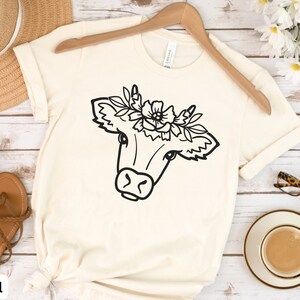 Floral Cow Shirt, Cow Shirt, Cow Lover Shirt, Farm Girl Shirt, Country Shirt, Western Shirt, Cute Cow Shirt, Heifer Shirt, Cow Gifts for Her
