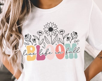 Leben voller Blüte, Blumen-Shirt, Blumen-Hemd-Ästhetik, Blumen-Grafik-T-Shirt, Blumen-Shirt, Blumen-T-Shirt, wildes Blumen-Shirt, Wildblumen-T-Shirt