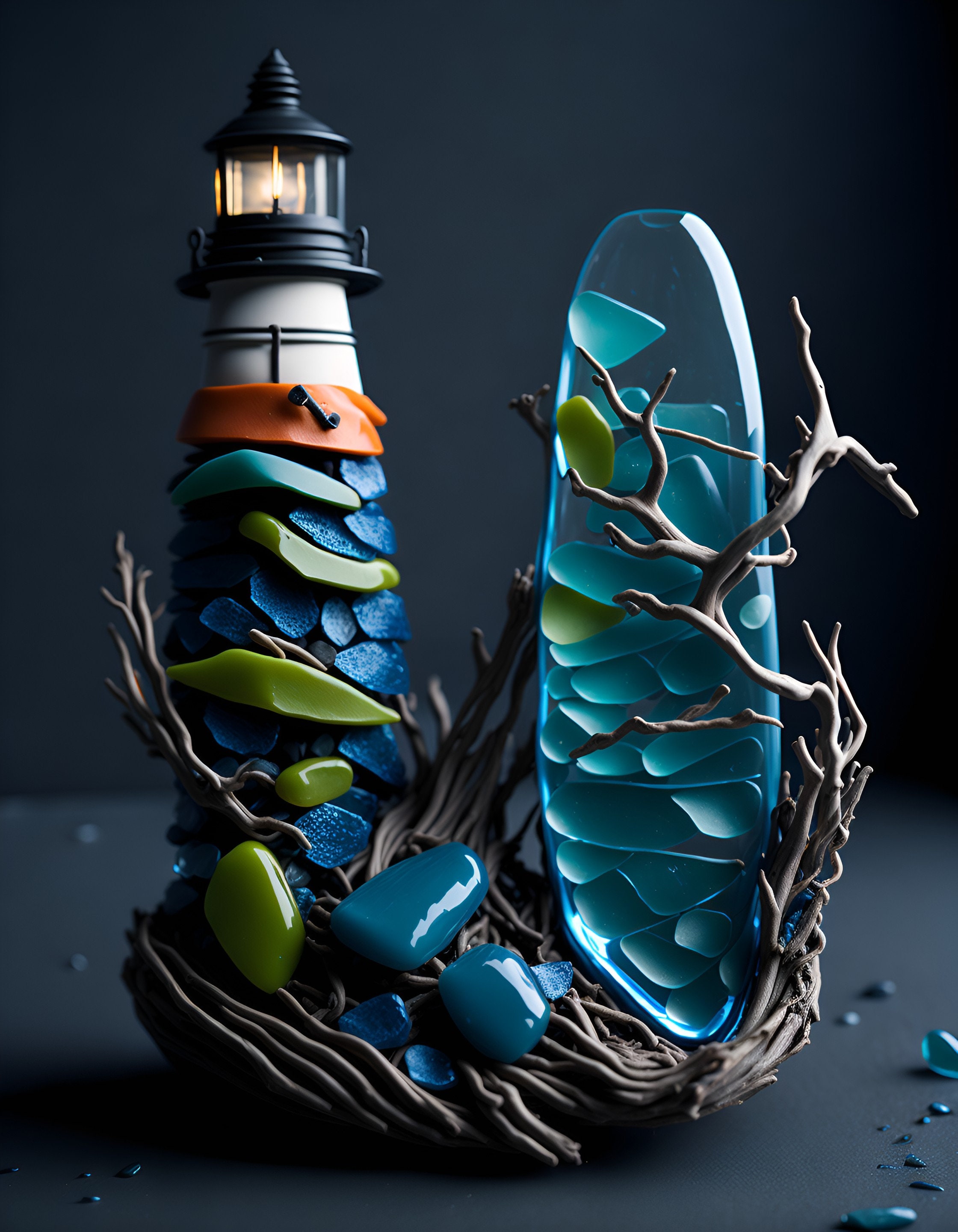 Sea Glass Wall Art Digital Download Lighthouse Pack Three 20 Surreal