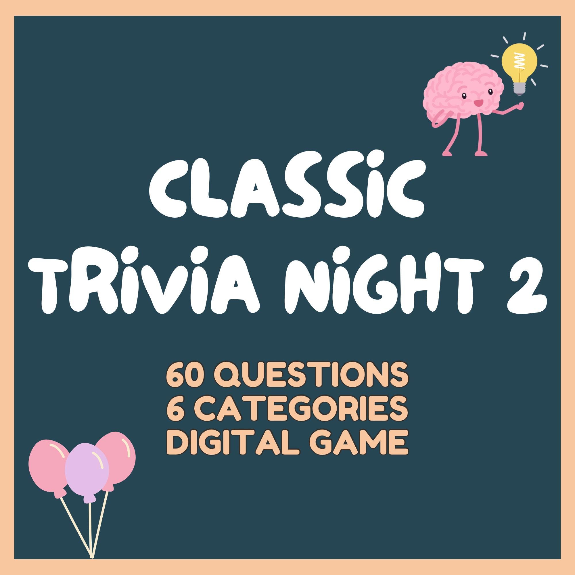 Classic Trivia PowerPoint Game: Family Party Quiz (Digital Download)