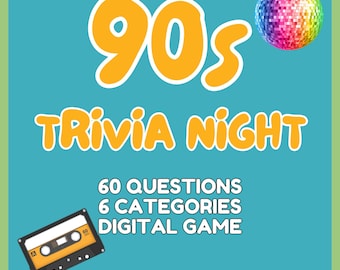 90s Trivia PowerPoint Game: 60 Questions for Party Night (Digital Download)