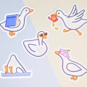 Cute Goose Duck Stickers / Silly Animal Sticker / Laminated Vinyl Die Cut Sticker / Laptop stickers / Water bottle stickers / Phone stickers