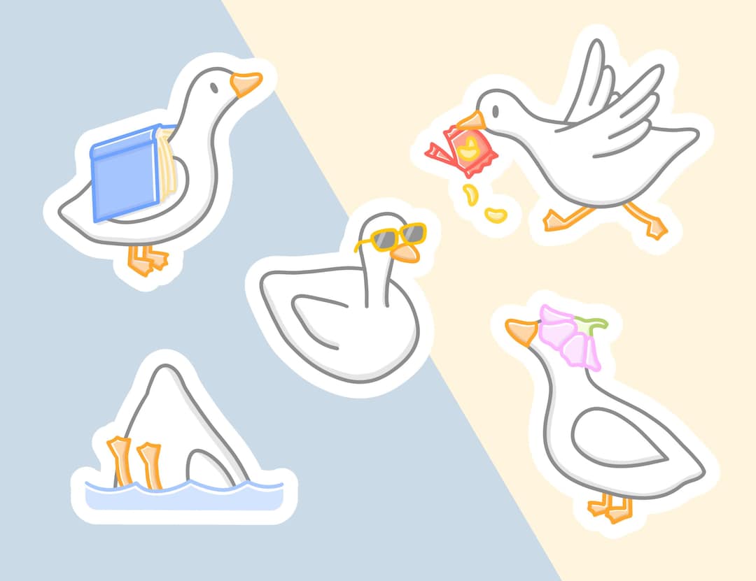 Cute Goose Duck Stickers / Silly Animal Sticker / Laminated Vinyl Die ...