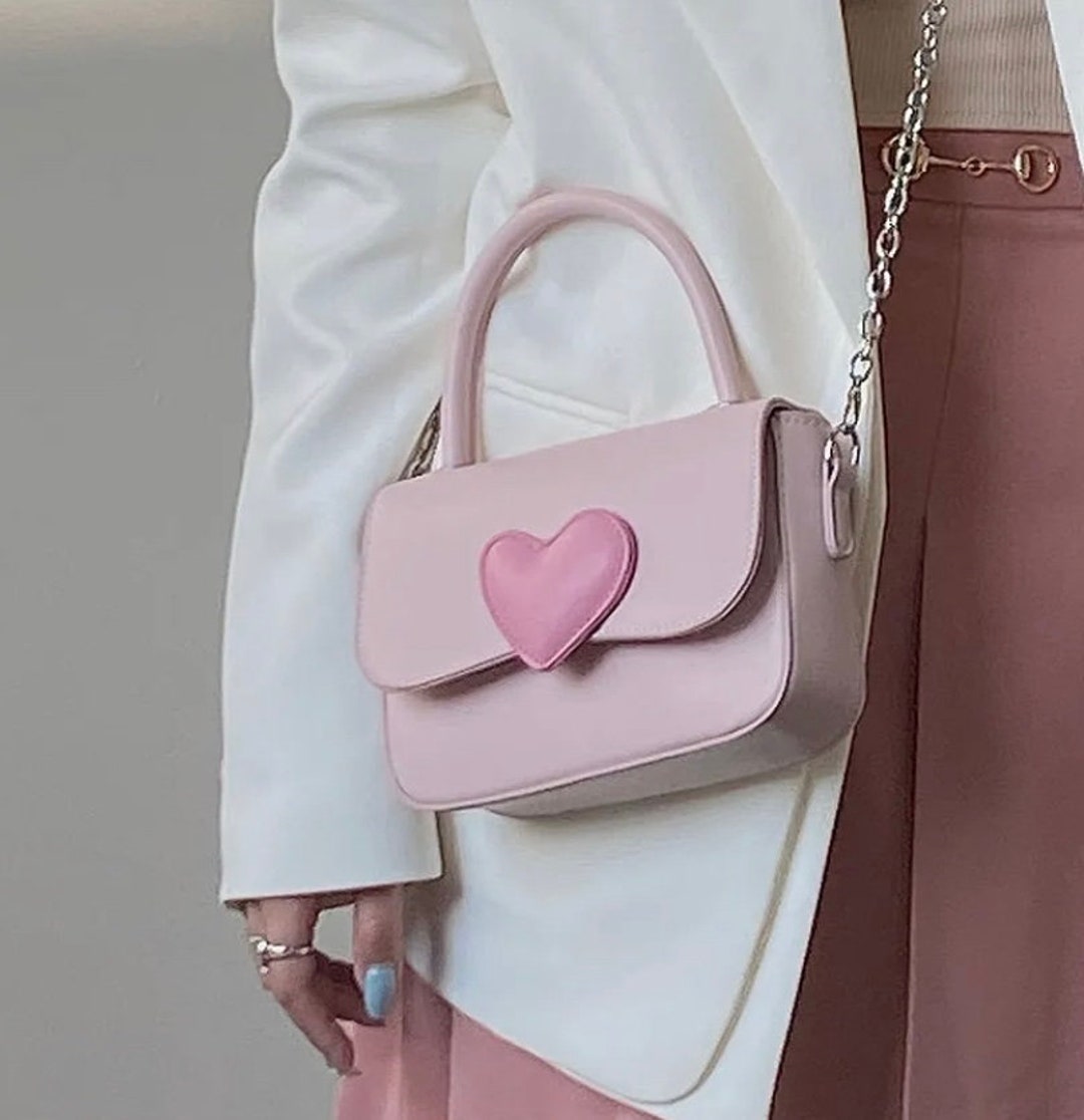 Heart Handbag Pink Messenger Bag Pastel Crossbody Bag 