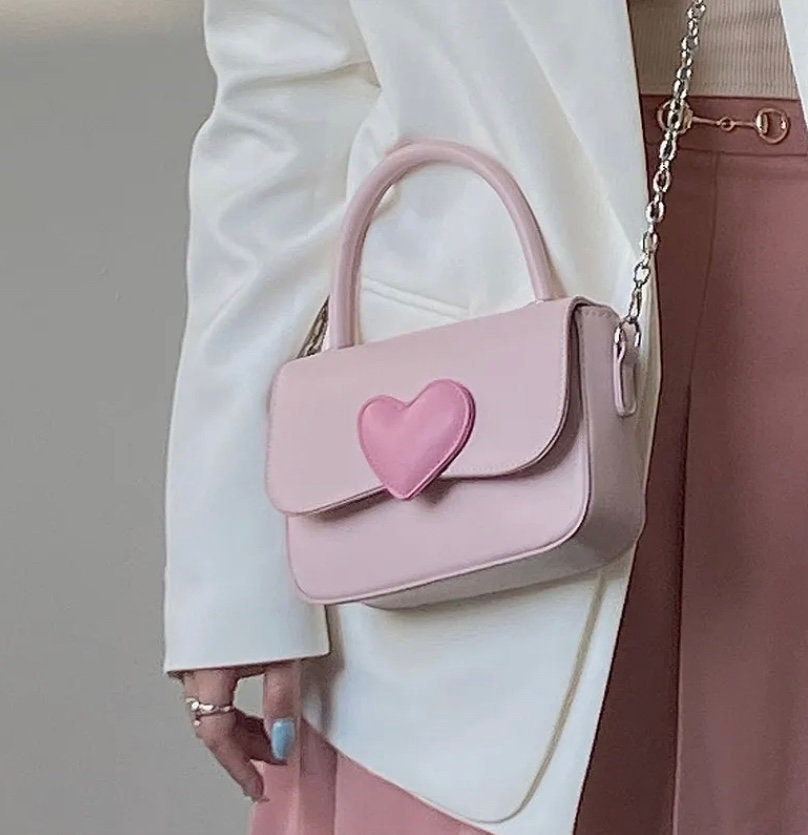 Mini Bubble Heart Bag - Shiny Light Pink with Glitter