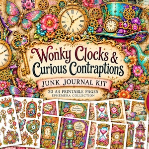 Kit de diario creativo con relojes torcidos / 20 páginas imprimibles tamaño A4 (descarga digital)