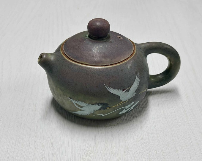 Illusion Crane Ceramic Tea Set, Camping Kung Fu Teacups, Creative Teacup Teapot, Handmade Tea Set, Japanese Handmade Traditional Teapot