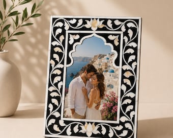 Mother of Pearl Inlay Picture Frame: Handcrafted Camel Bone