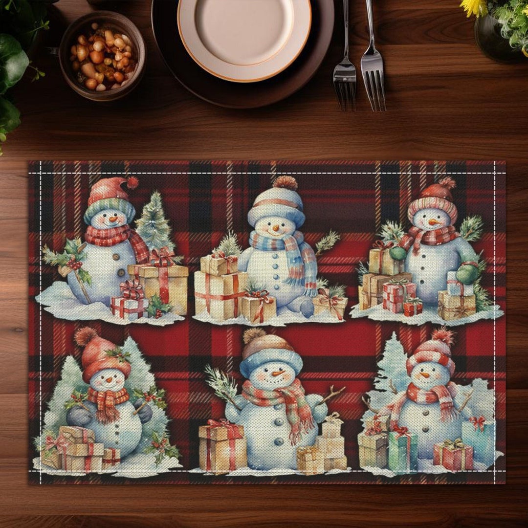 Christmas Placemats Snowman Placemats Winter Placemats Etsy