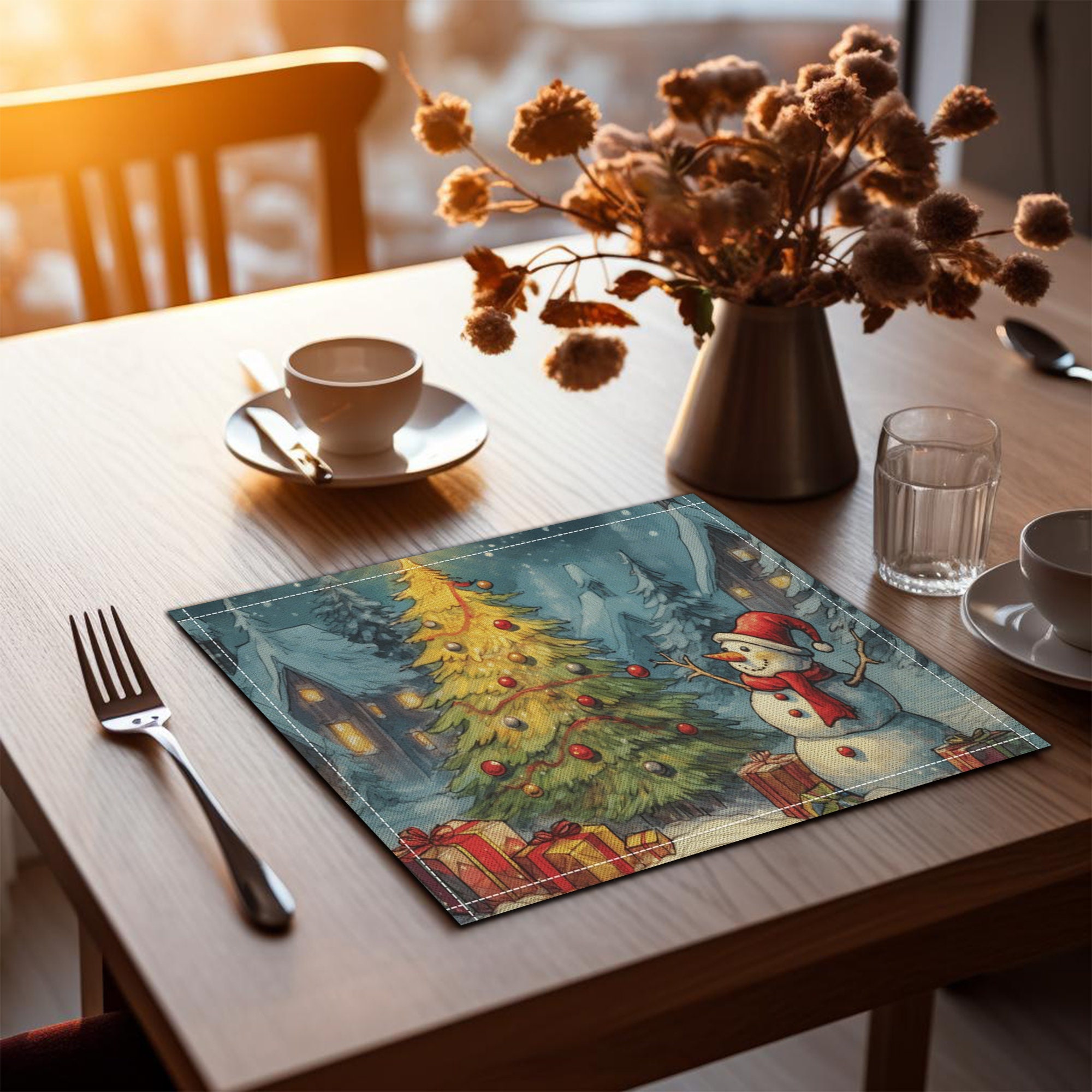 Christmas Placemats Winter Placemats Holiday Placemats 100 Linen