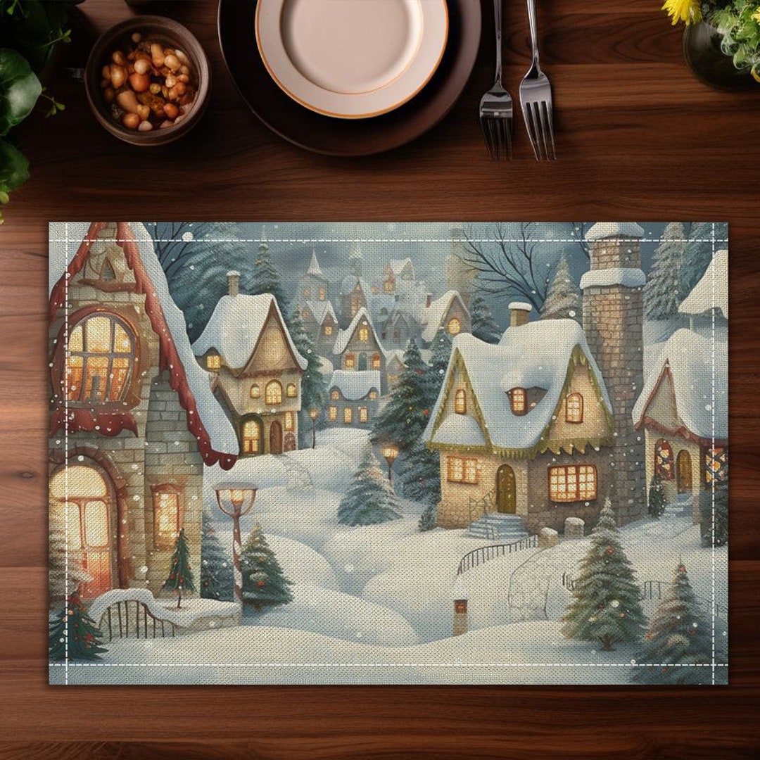 Winter Placemats Christmas Village Placemats Christmas Placemats 100