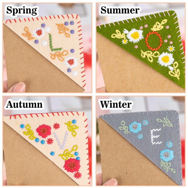 SET OF 2 Embroidered Alphabet Bookmark Personalized Hand Etsy