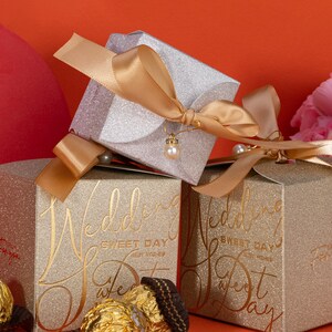 Cajas de regalo pequeñas con tapas, cuentas de cinta para regalos de boda,  despedida de soltera, cajas de dulces de Navidad, cajas de dulces con