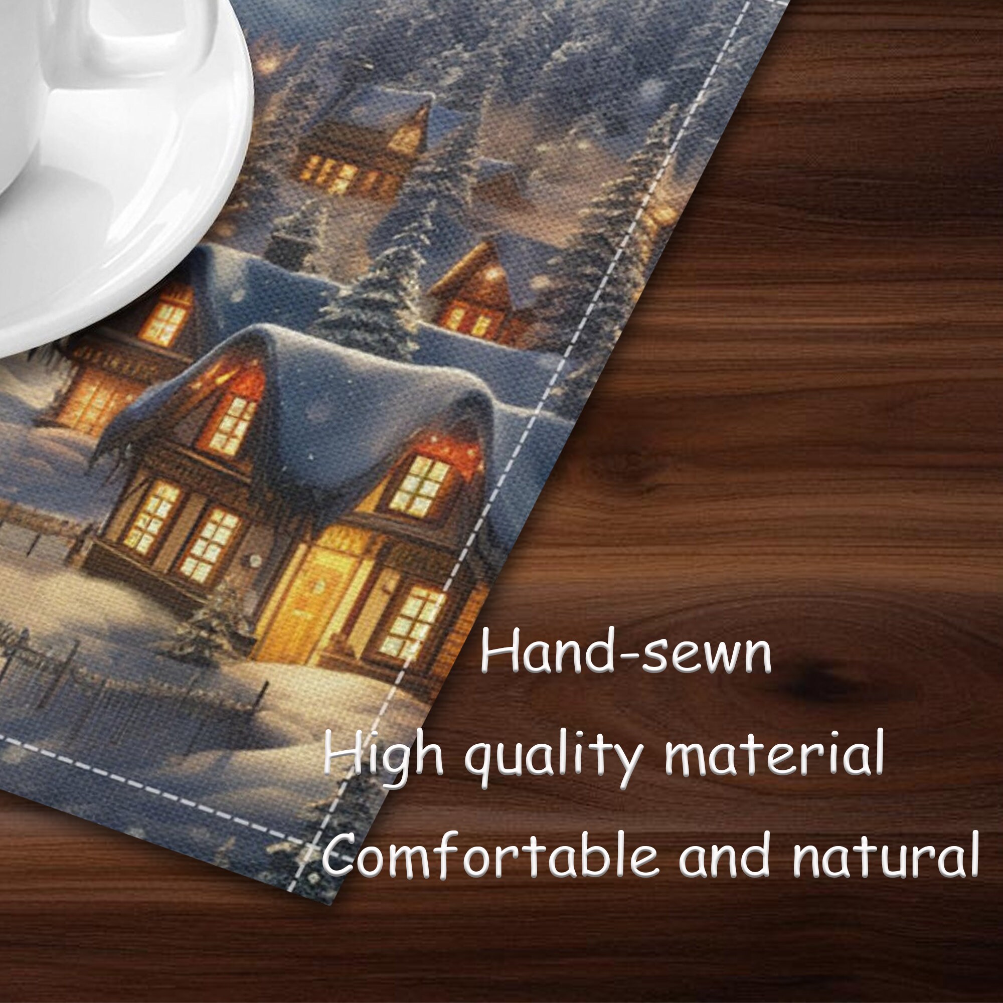 Christmas Village Placemats set of 4 Winter Vintage Placemats Christmas