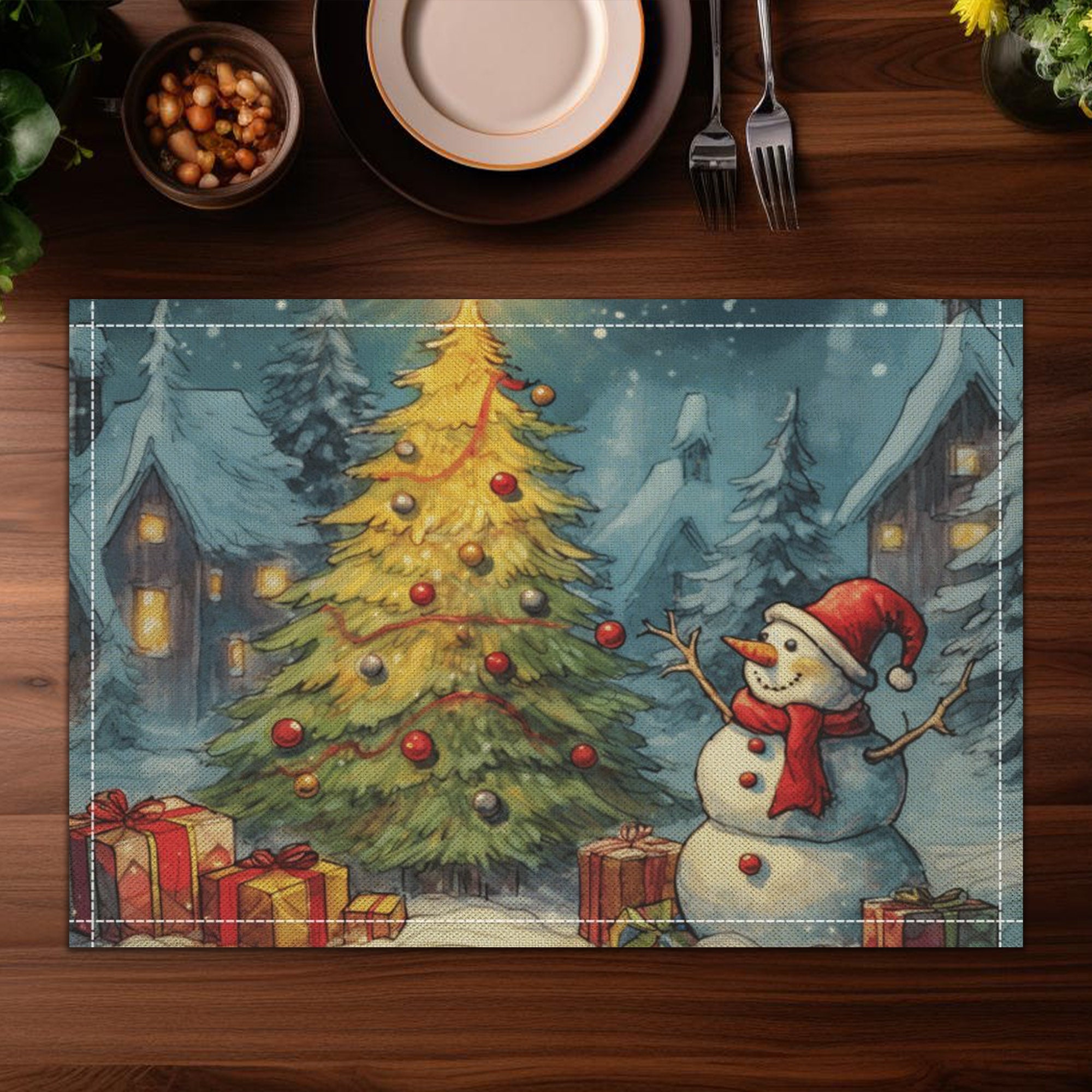 Christmas Placemats Winter Placemats Holiday Placemats 100 Linen