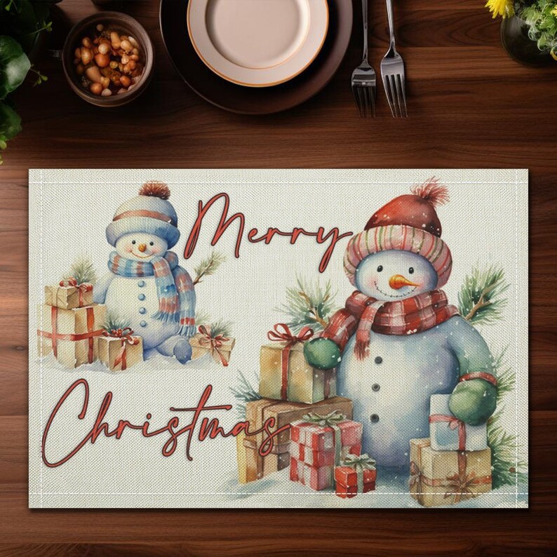 Christmas Placemats Snowman Placemats Winter Placemats Holiday Etsy