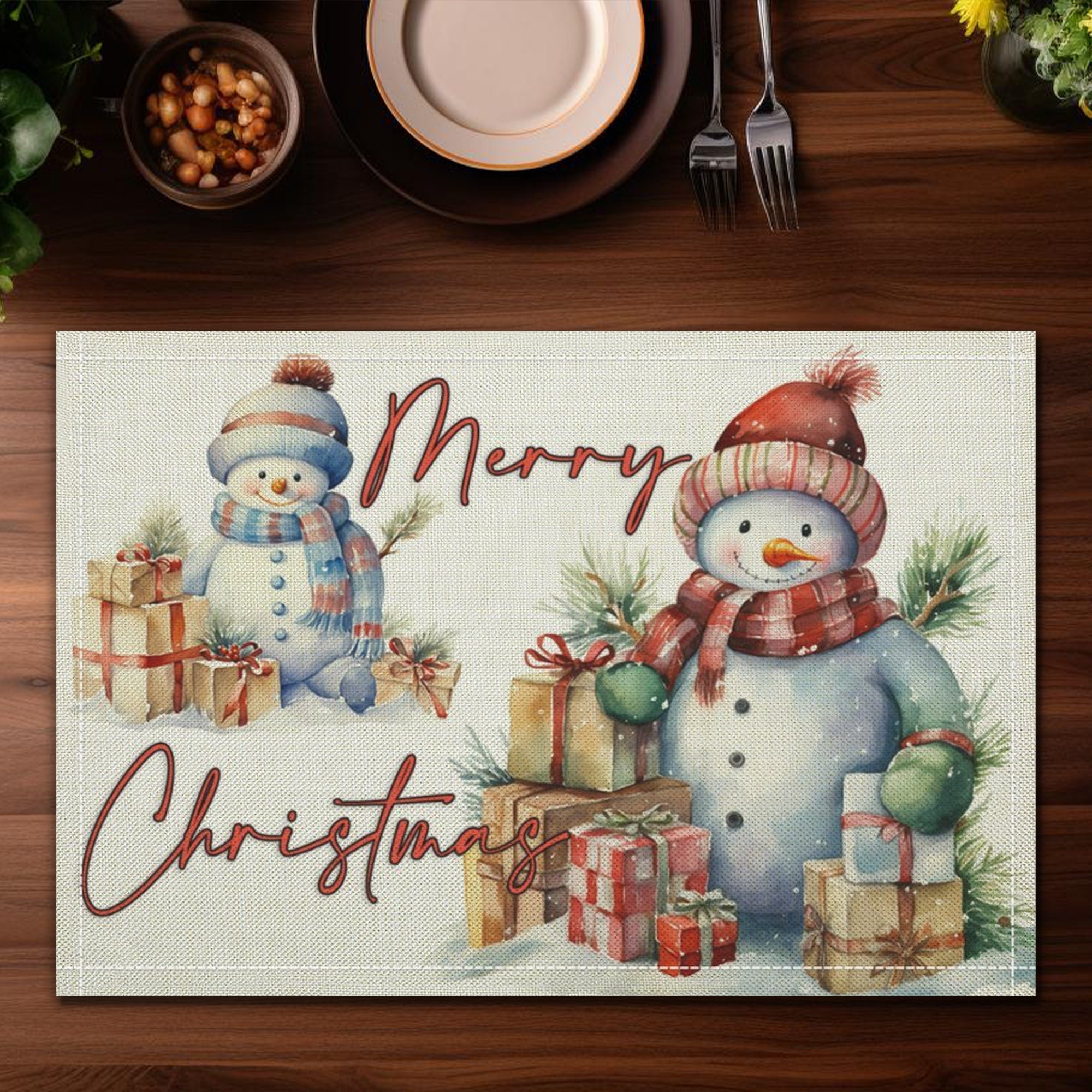 Christmas Placemats Snowman Placemats Winter Placemats Holiday Etsy