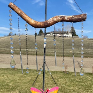 Large handmade butterfly wind-chime, glows in the dark