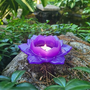 Purple Lotus Flower Resin Candle Holder