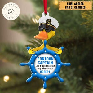 Personalized Pontoon Caption Duck Shaped Ornament, Duck Pontoon Acrylic Ornament, Christmas Decor Ornament, Pontoon Ornament, Pontoon Lover