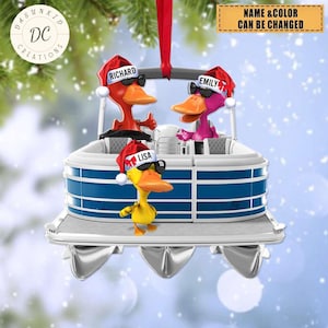 Pontoon Duck Shaped Personalized Ornament, Duck Boat Custom Ornament, Christmas Decor Ornament, Pontoon Acrylic Flat Ornament, Pontoon Lover