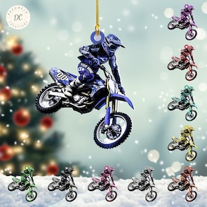 Motorcycle Lover Gift, Custom Dirt Bike Acrylic Ornament, Personalized Motorcycle Christmas Shaped Ornament, Dirt Bike Christmas Keepsake