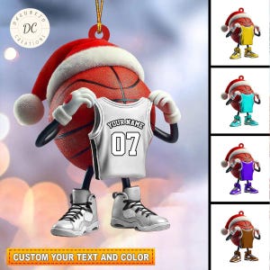 Personalized Basketball Ornament, Basketball Player Gift, Custom Name Basketball Ornament, Shaped Acrylic Ornament, Xmas Hanging Ornament
