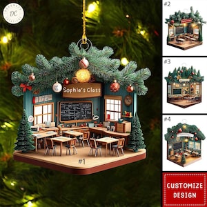 Personalized Teacher Classroom Shaped Ornament, Teacher Lovers Gift, Custom Teacher Christmas Ornament, Teacher Gift, Teacher Keepsake