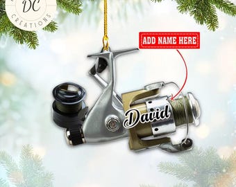 Personalized Fishing Rod Ornament, Fishing Shaped Ornaments, Christmas Fishing Lover Gift, Fishing Rod Custom Ornament, Christmas Decor