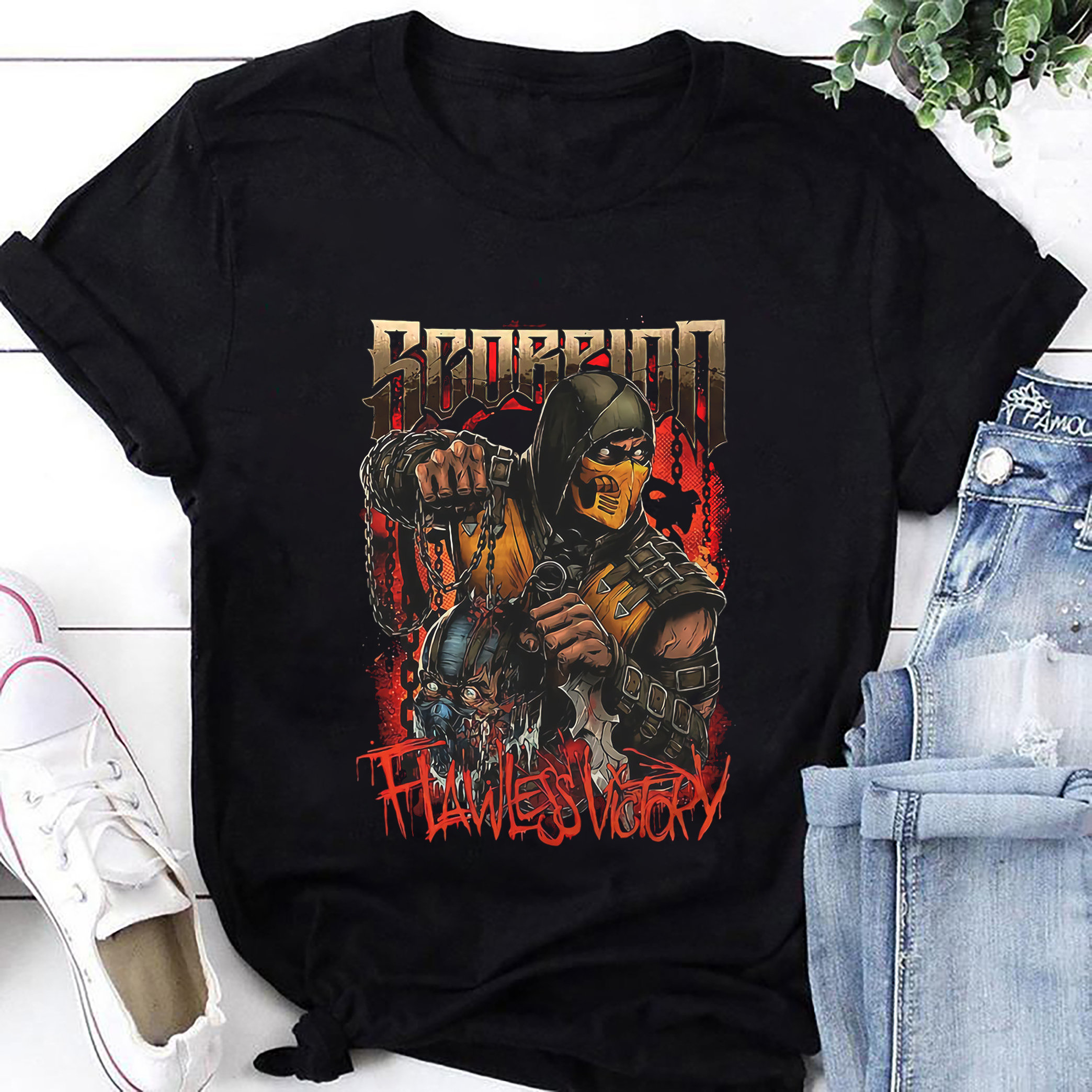 Mortal Kombat Flawless Victory Scorpion Game T Shirt Please look at desc