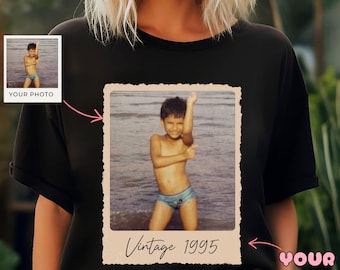 Camiseta vintage personalizada con foto y año, camiseta personalizada con imagen, regalo de cumpleaños número 30 personalizado, camiseta vintage de cumpleaños personalizada, regalo de cumpleaños