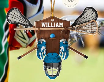 Personalized Lacrosse Equipment Ornament, Lacrosse Kit Ornament, Custom Lacrosse Player Hanging Ornament, Xmas Ornament, Lacrosse Lover Gift