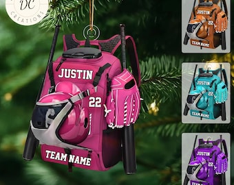 Personalized Baseball Bag Shaped Ornament, Baseball Gift, Custom Baseball Player Ornament, Baseball Team Hanging Ornament, Christmas Decor