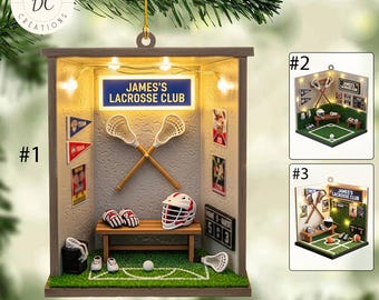Gepersonaliseerde lacrosseclubornament, lacrosseteamornament, aangepast lacrosse-spelersnaamornament, lacrosse minnaar cadeau, lacrosse kerstcadeau