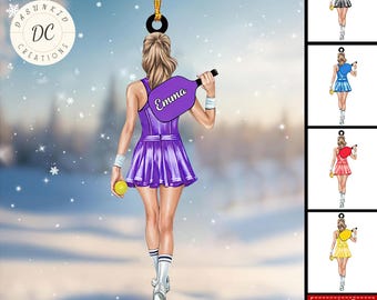 Adorno personalizado de Pickleball Girl, regalo de Navidad para amantes del Pickleball, adorno de Pickleball, adorno para árbol, Pickleball Girl