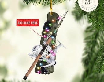 Fishing Tools Custom Name Ornaments, Fishing Tackles Ornament, Christmas Fishing Lover Gift, Fishing Acrylic Custom Ornament, Fisherman Gift