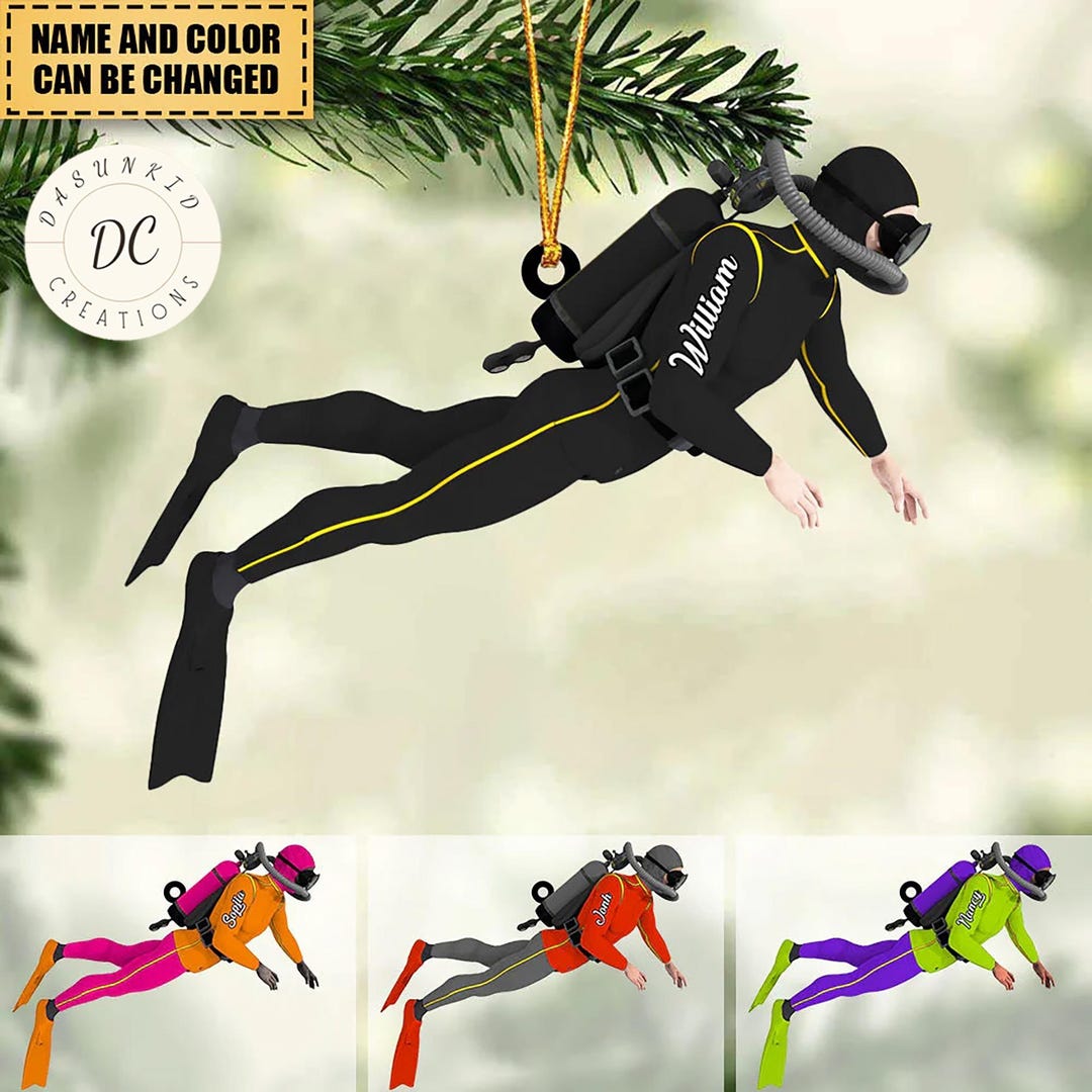Personalized Scuba Diver Ornament, Scuba Diving Keychain, Custom Scuba ...