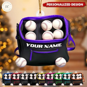 Baseball Tasche Andenken, personalisierte Baseball Tasche Verzierung, Baseball Spieler Geschenk, kundenspezifische Weihnachtsflache Acrylverzierung, Baseball Liebhaber Geschenk