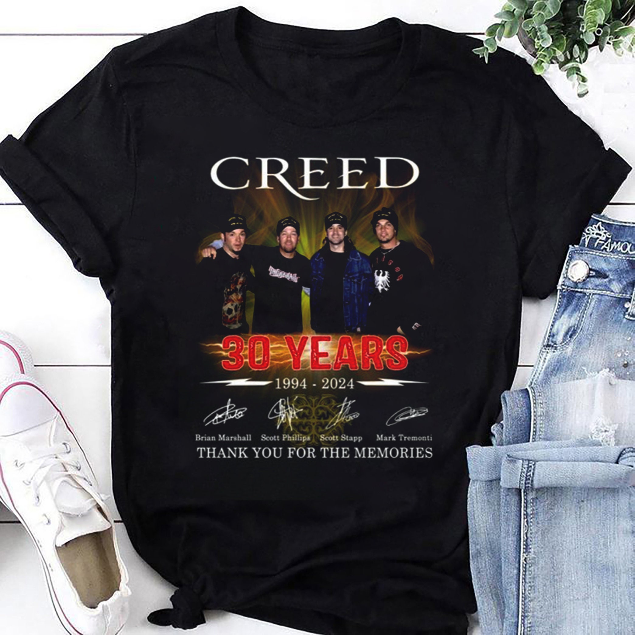 30 Years 1994-2024 Creed Band Signatures Shirt, Creed Band Fan Gift Shirt, Creed 2024 Tour Shirt