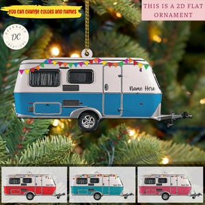 Personalized Camper Van Ornament, Travel Trailers Christmas Ornaments, Camping Lover Gift, Happy Camping Car Ornament, Christmas Ornament