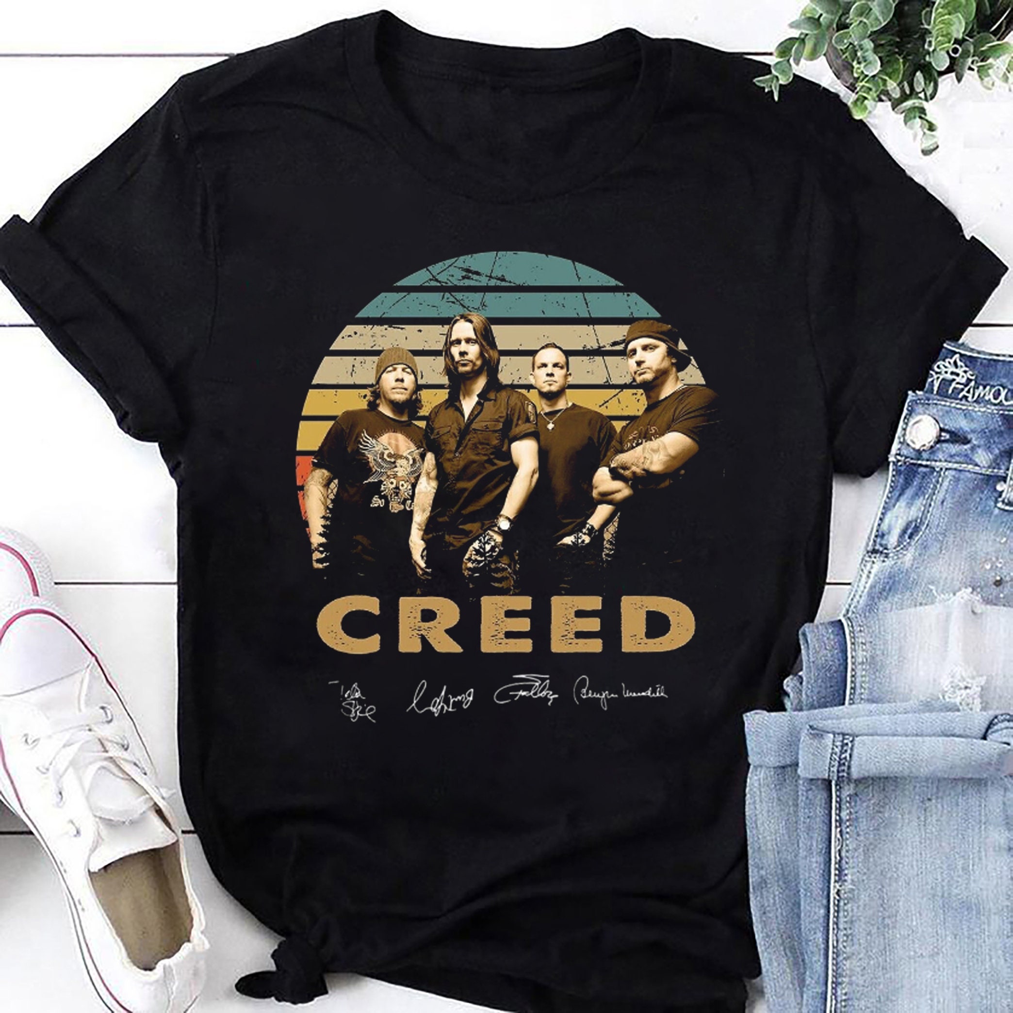 Discover 90s Vintage Creed Band T-Shirt, Creed Band Signature Shirt, Creed 2024 Tour Shirt