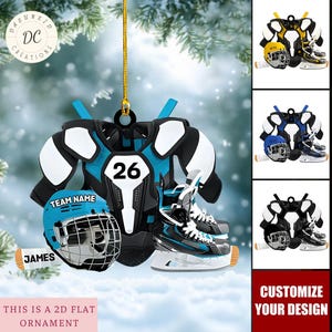 Personalized Ice Hockey Gear Acrylic Ornament, Hockey Player Gift, Custom Hockey Christmas Ornament, Hockey Hanging Ornament, Xmas Ornament