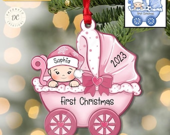 Personalized Baby Carriage Ornament, Baby Keepsake, Baby Lover Gift, Custom Baby's First Christmas Ornament, Baby Gift, Baby Christmas