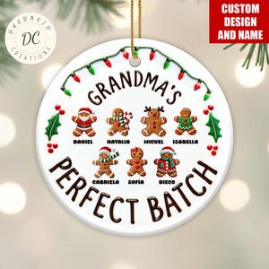 Personalized Grandma&#39;s Batch Christmas Ornament, Grandkids Custom Ornament, Grandparents Keepsake, Grandparents Gift, Name Hanging Ornament