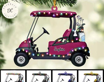 Golfklubbsprydnad, personlig golfbilsprydnad, golfbilformad prydnad, julklapp för golfälskare, anpassad prydnad, juldekoration
